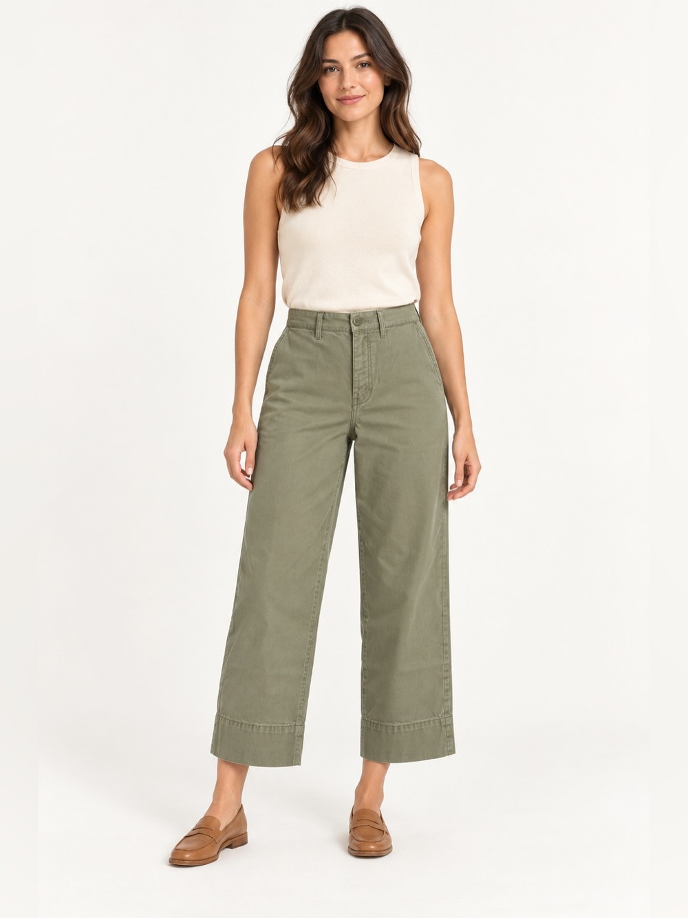 BCBG Olive High-Rise Wide-Leg Crop Pants Size 28